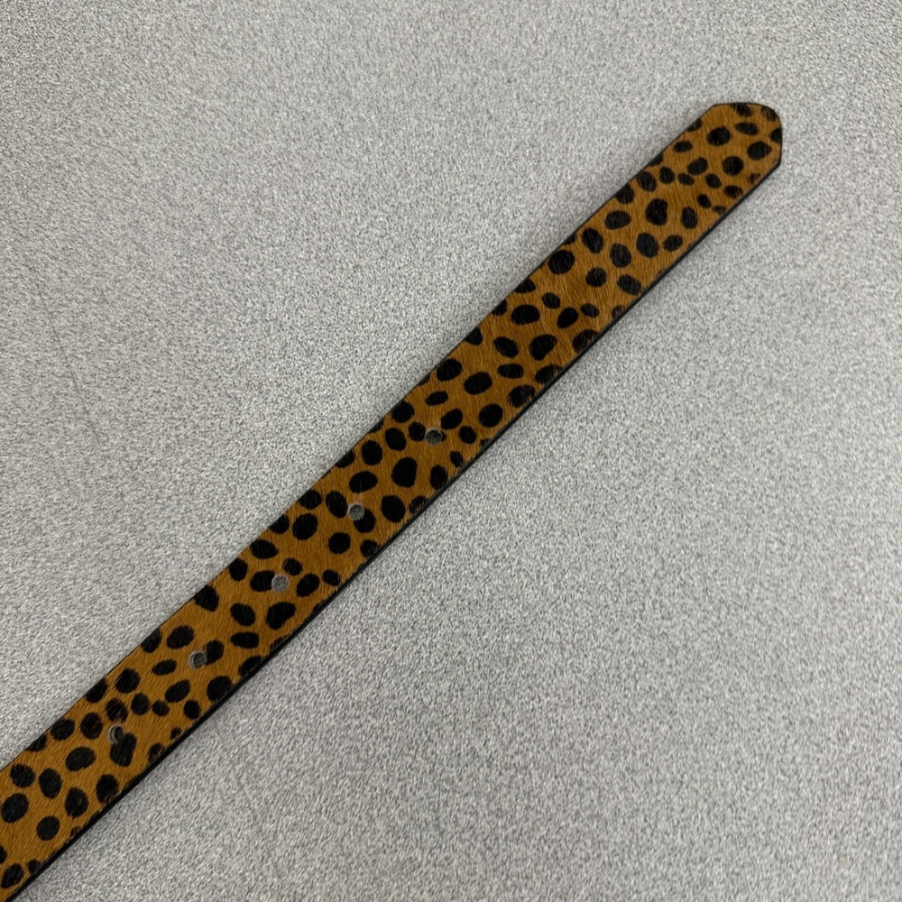 LOFT Belt Womens Small Tan Black Leopard Print Haircalf Skinny Gold Buckle - Picture 5 of 10